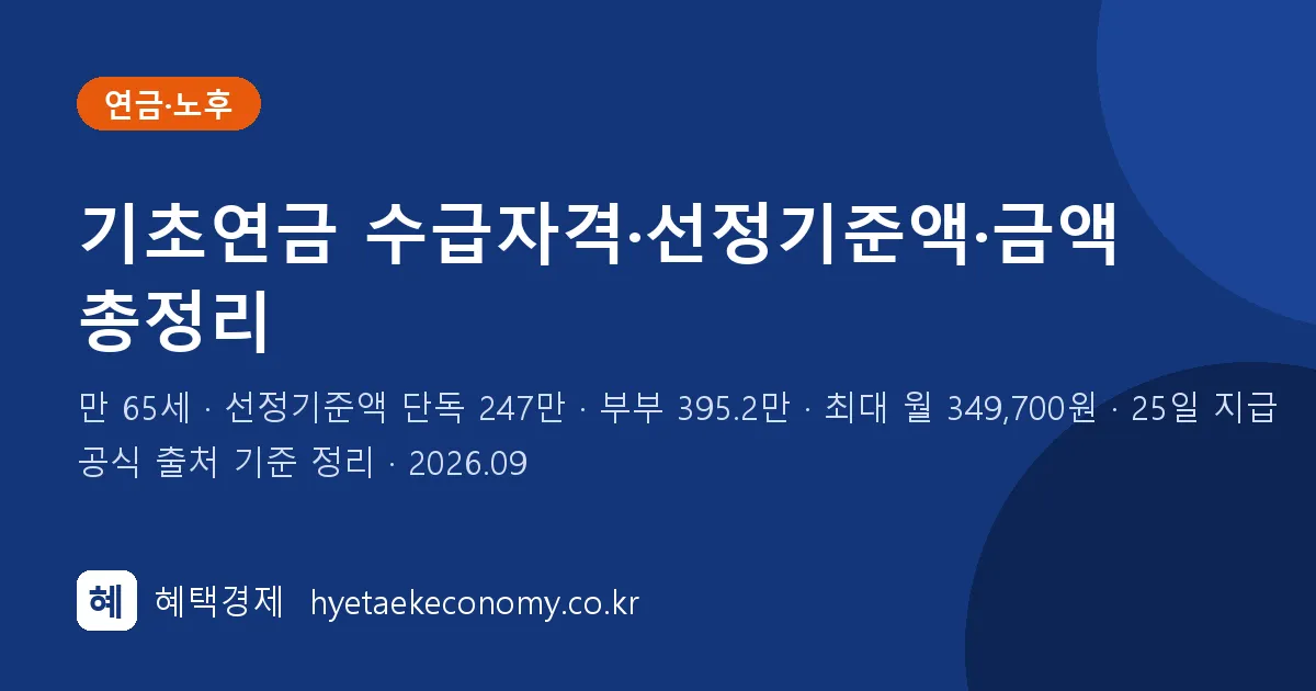 기초연금 수급자격·선정기준액·금액 정리 (2026년)