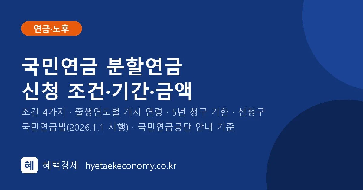 국민연금 분할연금 신청 조건·기간·금액 정리